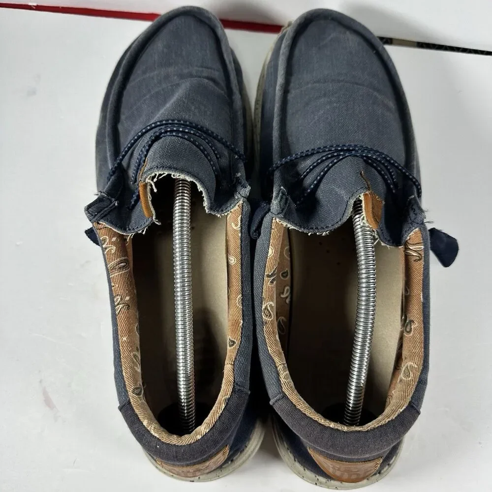 Hey Dude Wally Washed Canvas Navy Blue Men's Shoes Size M13 / EU 46 Loafers
